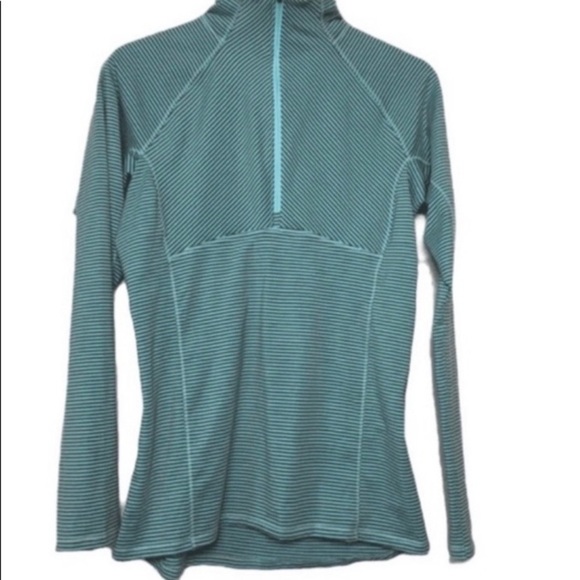 Columbia Green Striped 1/4 Zip Athletic Active Neckline Pullover Sweatshirt M - Picture 2 of 5